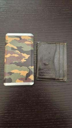Camo portable charger & coach wallet