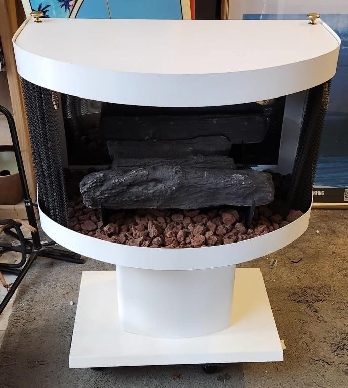 1960s Vintage Super Rare White Free Standing Fireplace