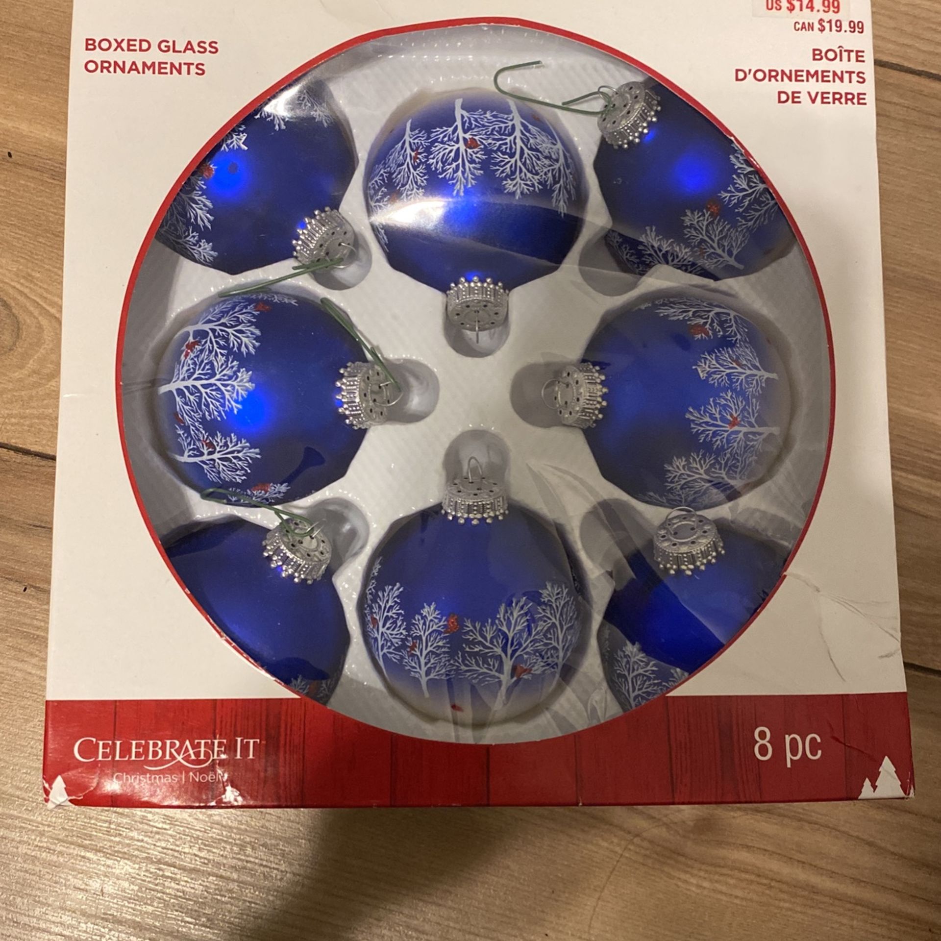 2nd Boxed Blue Glass Ornaments 8pcs