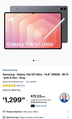 Samsung Galaxy Tab S11 Ultra 14.6" 256GB - Wi-Fi -with S-Pen - Gray with case