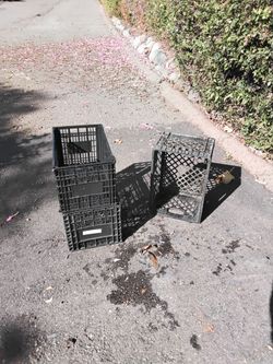 2 plastic Stackable Crates and milk Crate all for