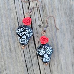 Sugar Skull Dia De Los Muertos Mexican Earrings 