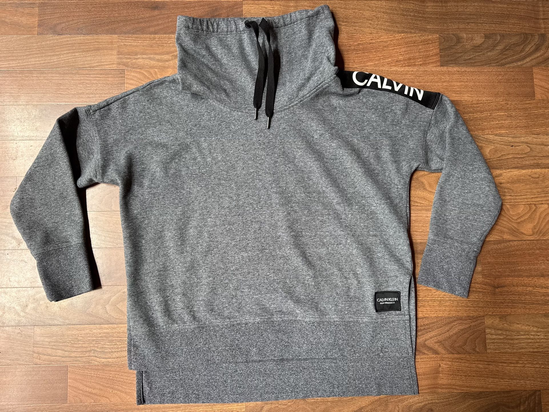 Womens Calvin Klein Performance Sweatshirt Shirt MED Cowl Neck Fleece Lined EUC