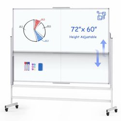 Rolling Whiteboard on Wheels Double Sided Dry Erase Board 72x60