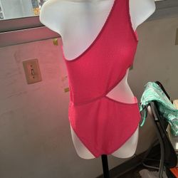 Bran New Pink One piece Off The Shoulder Swimwear