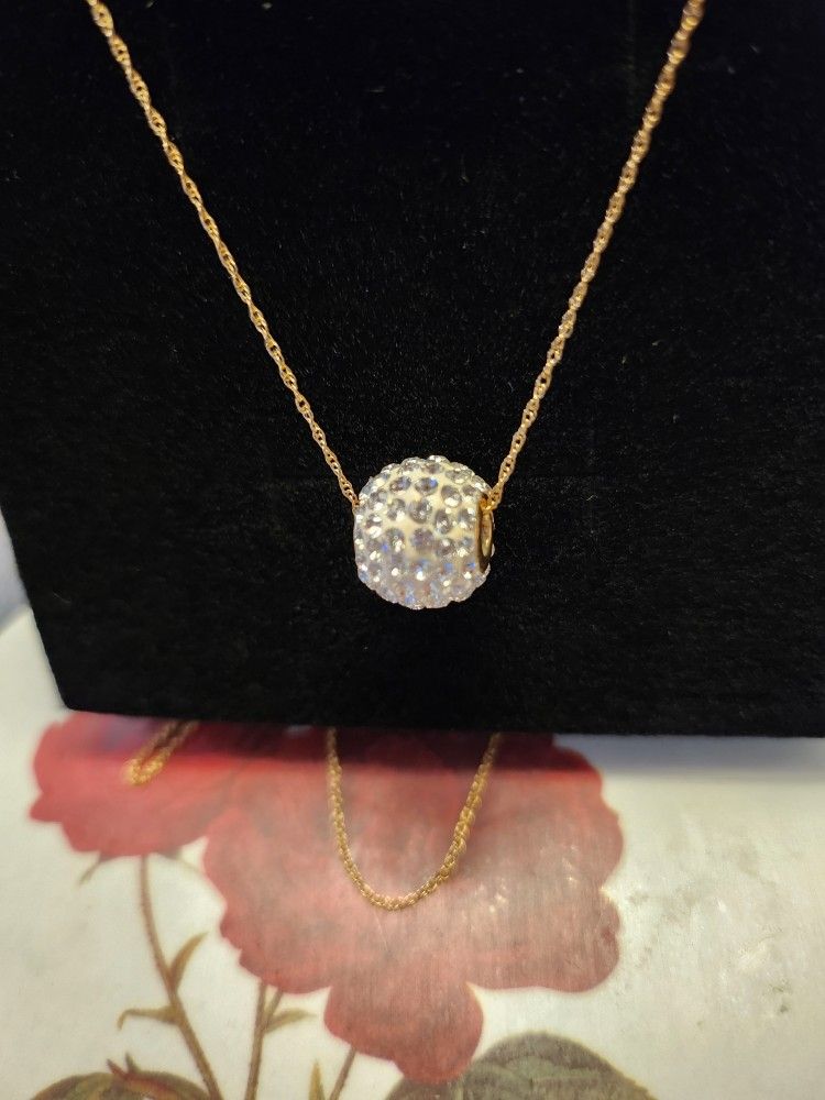 14k Gold Chain & Ball Pendant