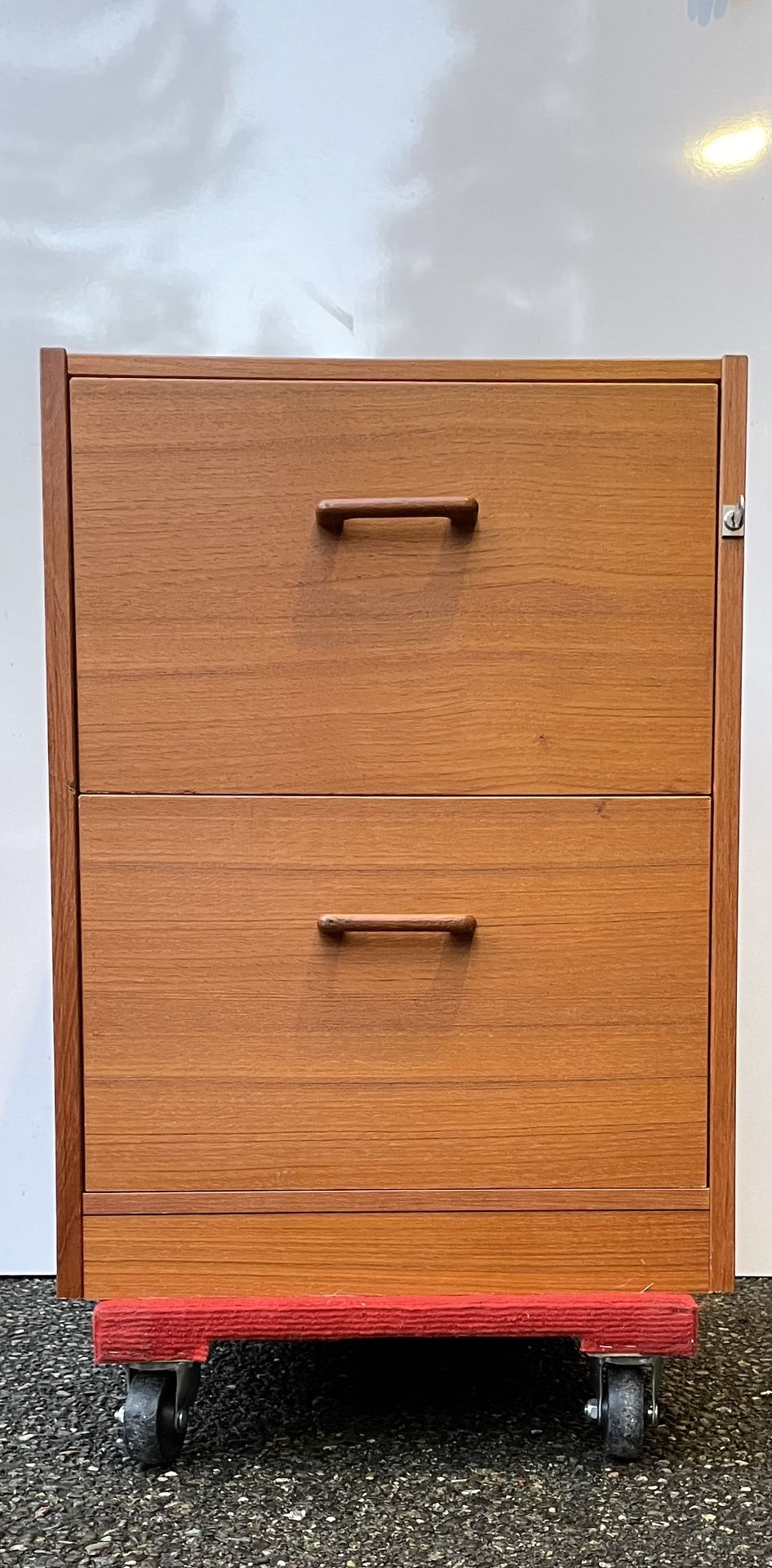 Double-drawer upright teak filing cabinet Made in Denmark