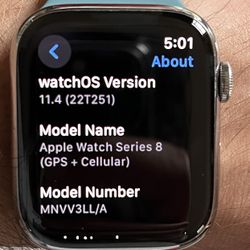 Apple Watch Series 8 45mm Silver Stainless Steel + Cellular LTE Unlocked like new
