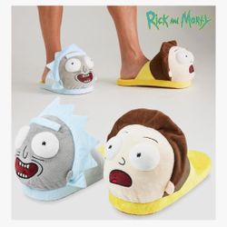 RICK AND MORTY Men's Slippers, 3D Plush Non Slip Sole