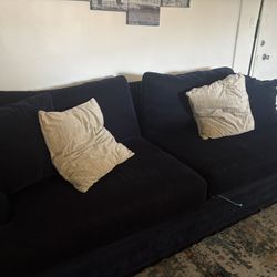 Blue Plush Sofa / Couch – Modern & Comfortable