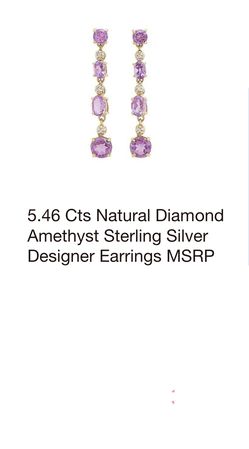 Natural Diamond Amethyst Sterling Silver Earrings