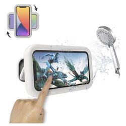 Waterproof Shower Phone Holder,360° Rotation Shower Phone Case, Angle Adjustable, Anti-Fog High Sensitivity,for Bathroom,Batheub, Kitchen Wall,Compati