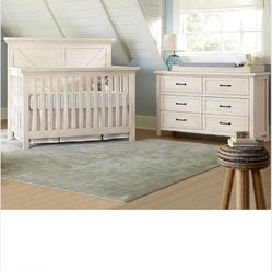 Westfield 4/1 Convertible Crib & 6 Drawer Dresser | Brushed White