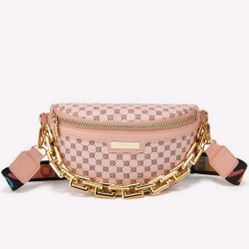 Geometric Pattern Chain Decor Waist Bag