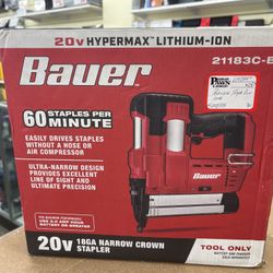 Bauer 20V Cordless 18 Gauge Narrow Crown Stapler Model 21183C-B