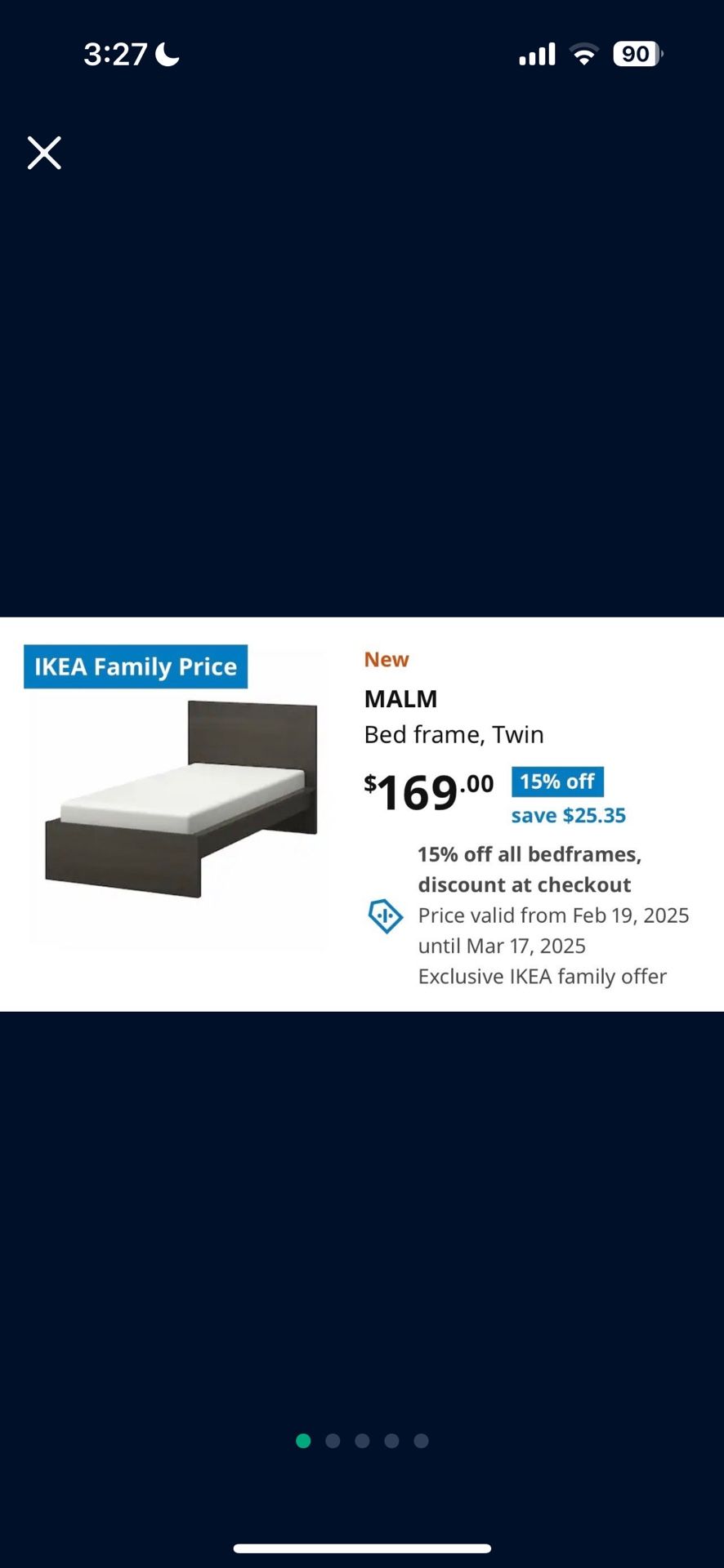 Bed frame with mattress