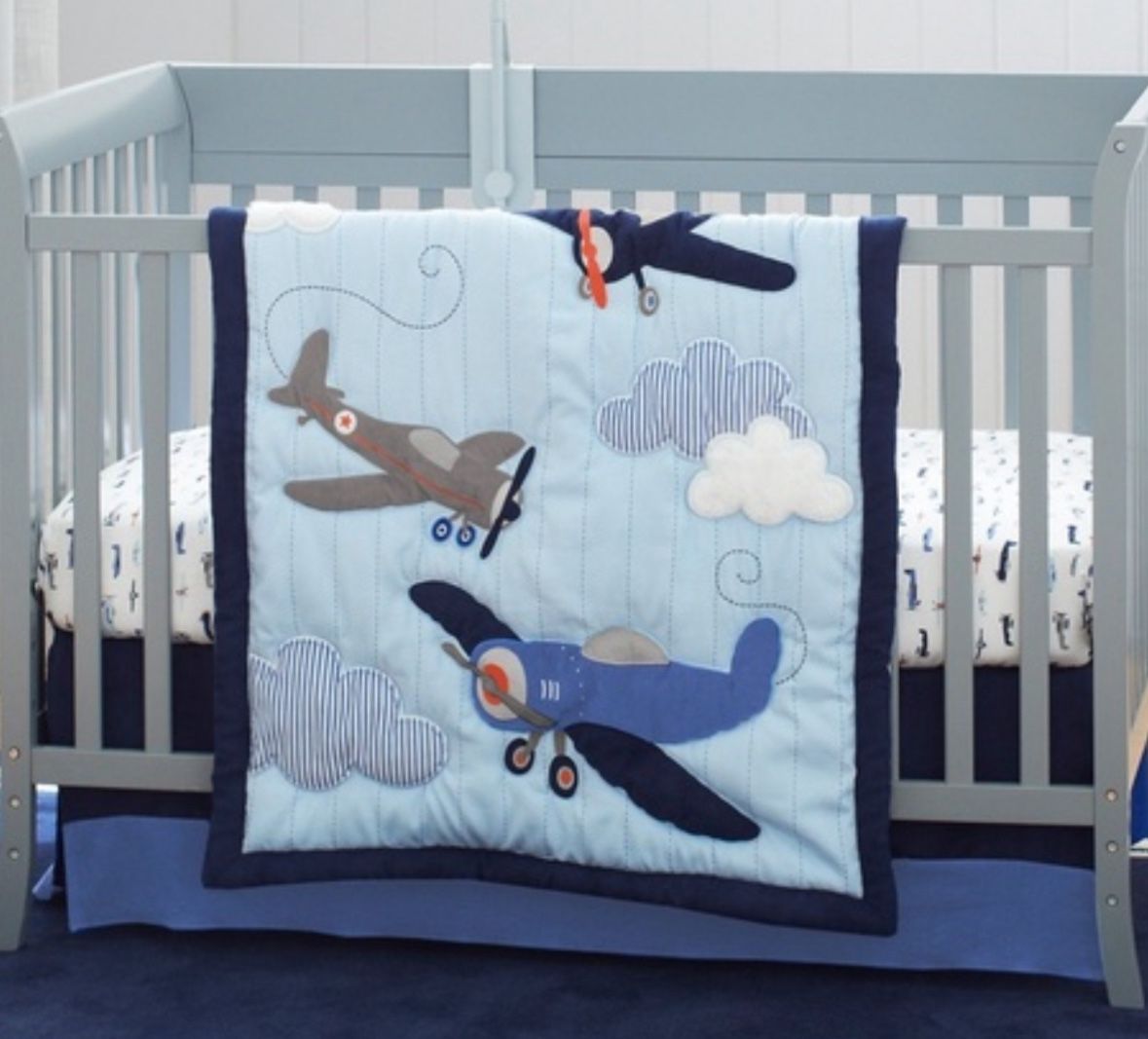 3 Piece Airplane Crib Toddler Bedding