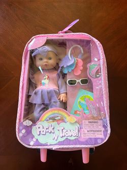 Pack N Travel Baby Doll Playset with Rolling Suitcase
