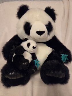 Big Plush Panda Bear and Baby