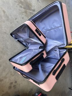 Coolife 2-Piece Hardshell Spinner Luggage Set (20" + 28"), Pink, TSA Locks