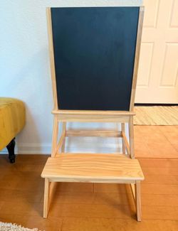 Kids Kitchen Step Stool with Chalkboard & Safety Rail