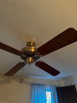 $15 EACH. Four Brass Ceiling Fan with Wood Blades