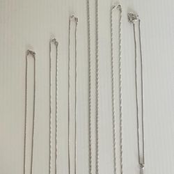 6 Sterling Chains & 2 Charm Pendants 