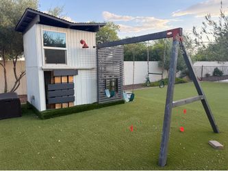 Playground set with playhouse