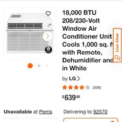 NEW LG Air Conditioner Unit Cools 1,000 sq. ft. with Remote & Dehumidifier