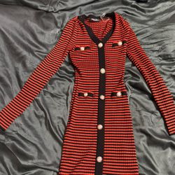 Orange And Black Evening Dress 