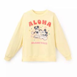 Size S Mickey and Minnie Mouse ''Aloha'' Pullover Sweatshirt for Women