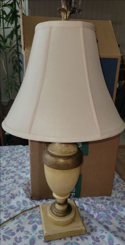 Gold beige table top lamp