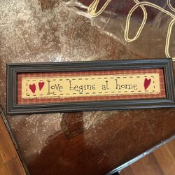 Love Begins at Home Wooden Sign
