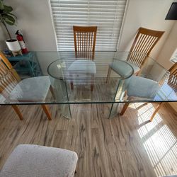 Macys Glass  Table With 5 Chairs.   