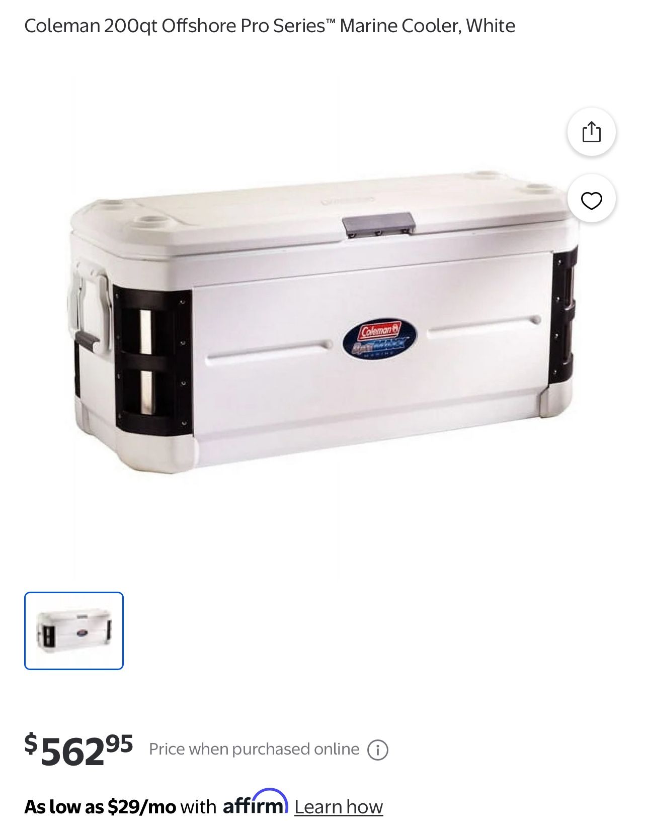 Coleman 200qt Offshore Pro Series Marine Cooler, White