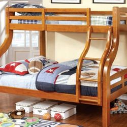 Brand New Oak Twin Over Full Bunk Bed 