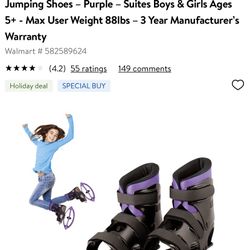MGP Action Sports – BOOST BOOTS – Kids Jumping Shoes – Purple – Suites Boys & Girls Ages 5+