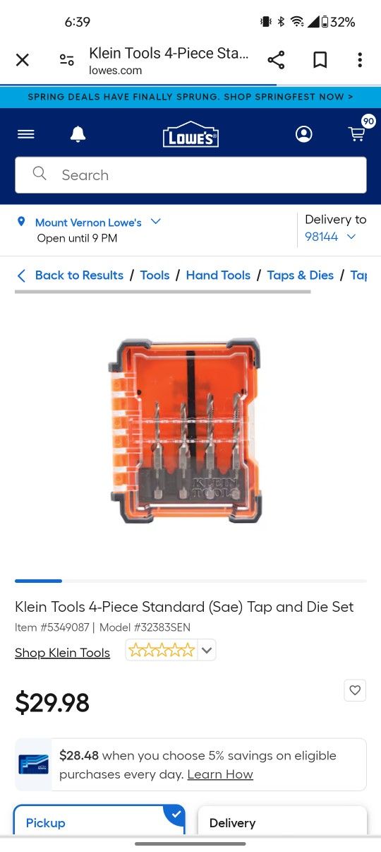 Klein 4 PC Tap Set