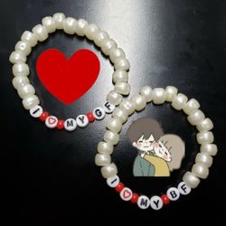 I Love My GF/I Love My Bf Matching Bracelet Set For Couples (Handmade)