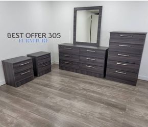 Chest, -Dresser-,  Mirror and 2-Nightstands-Cómoda Con Espejo ,Gavetero Y 2-Mesitas de noche