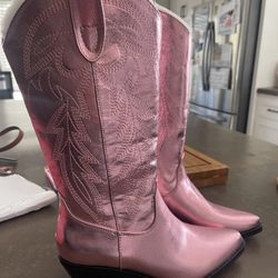 Madden Girl Redford Boots Light Pink Metallic Size 6 Cowboy Western