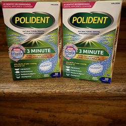Polident 3-Minute Dental Appliance Cleanser – 2 Boxes (30 Tablets Each)
