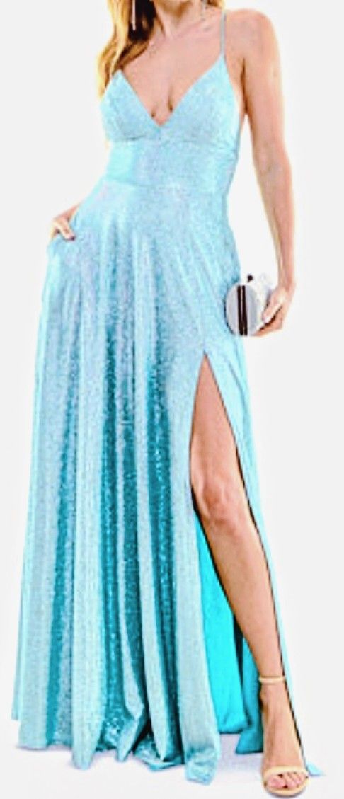 b darlin light blue dress Berenice Plus Size Evening Gown in Royal Blue