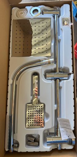 Shower Kit 1-Spray 8 in. Square Rain Shower Head with Hand Shower in Chrome