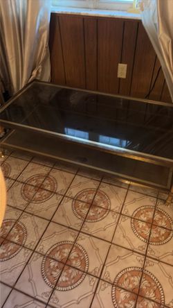 Glass Top Coffee Table with Gold Frame