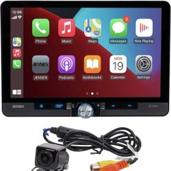 Jensen J1CA10FL-BUC 10.1-inch CarPlay Android Auto Car Stereo with Backup Camera and Additional Camera for Front of Car