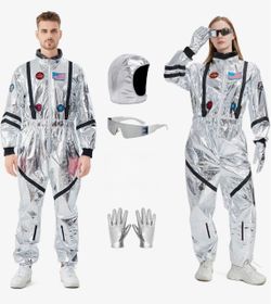 Adult Astronaut Costume Jumpsuit, Space Suit for Men and Women, Halloween Spaceman Cosplay Outfit