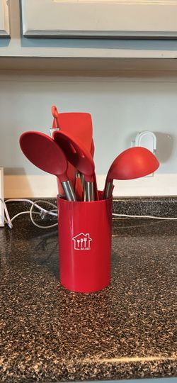 Ailuki Red Silicone Kitchen Utensil Set