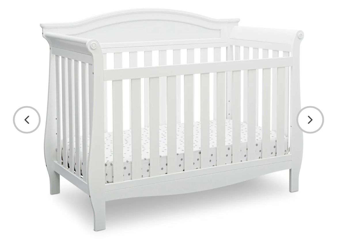 Grey Delta Convertible Crib W/ Avocado Mattress