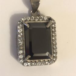 8 Carat Black Diamond Halo Pendant Used